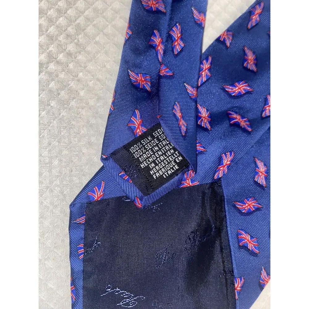 Beaufort Silk Tie Union Jack Pattern‎ AOP Tie Rack Blue Mad In Italy